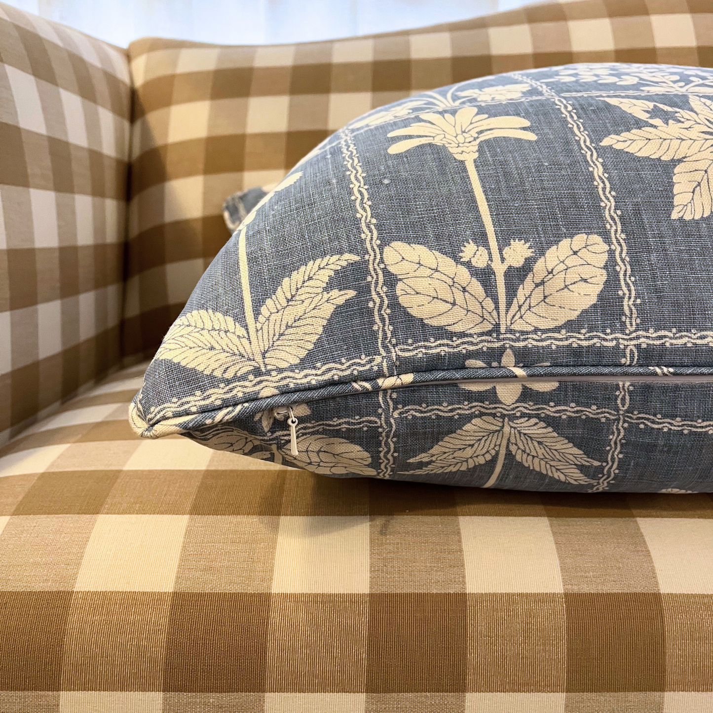22" x 22" Pillow - Schumacher Georgia Wildflowers Blue