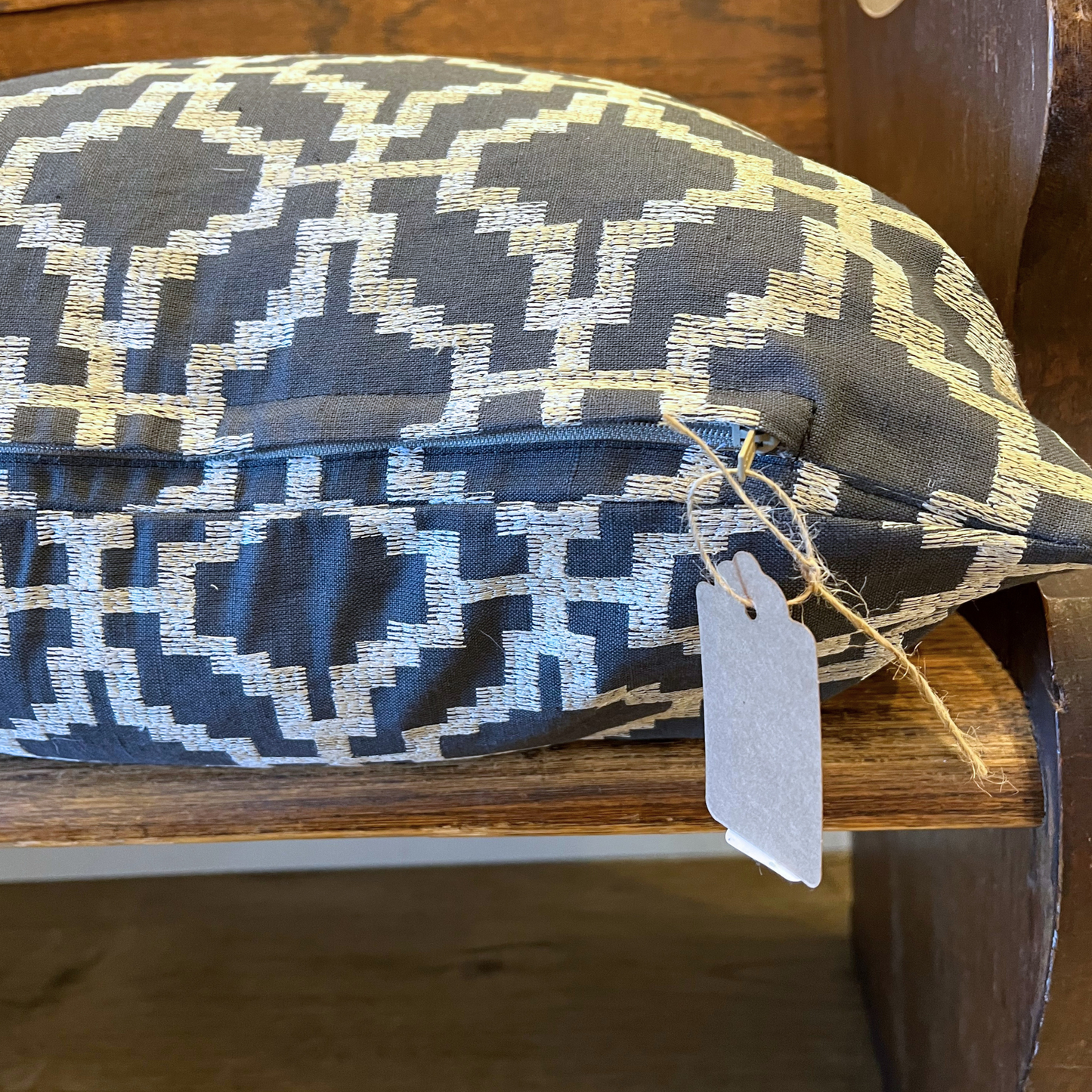 20" x 20" Pillow - Geometric in Oatmeal and Pewter
