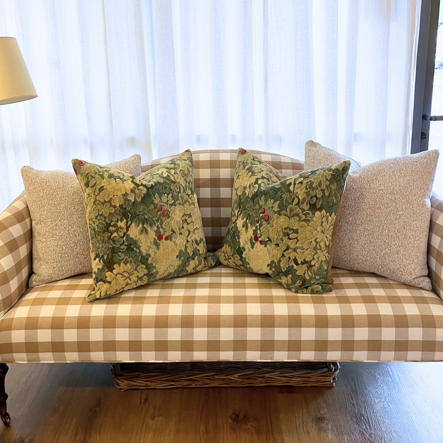 22" x 22" Pillow - Kravet Boucle in Cream and Caramel
