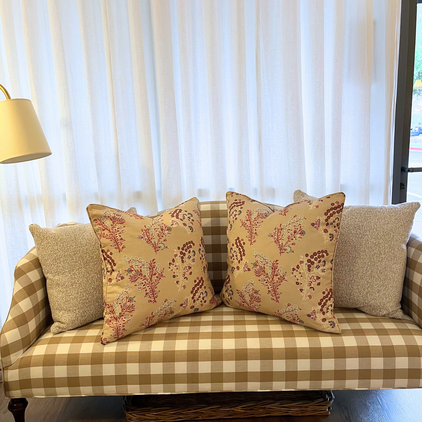 22" x 22" Pillow - Parker and Jules Coromandel Flower in Peony Pink