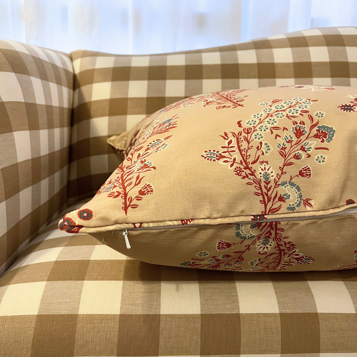 22" x 22" Pillow - Parker and Jules Coromandel Flower in Peony Pink