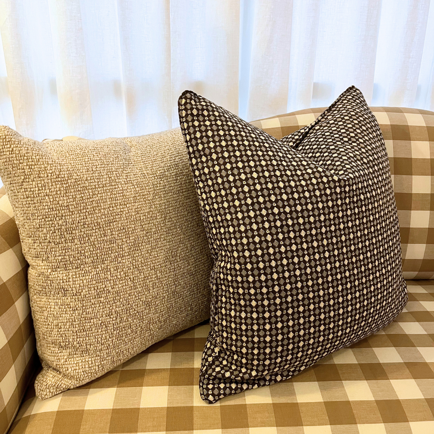 22" x 22" Pillow - Stroheim Mini Diamond in Chocolate