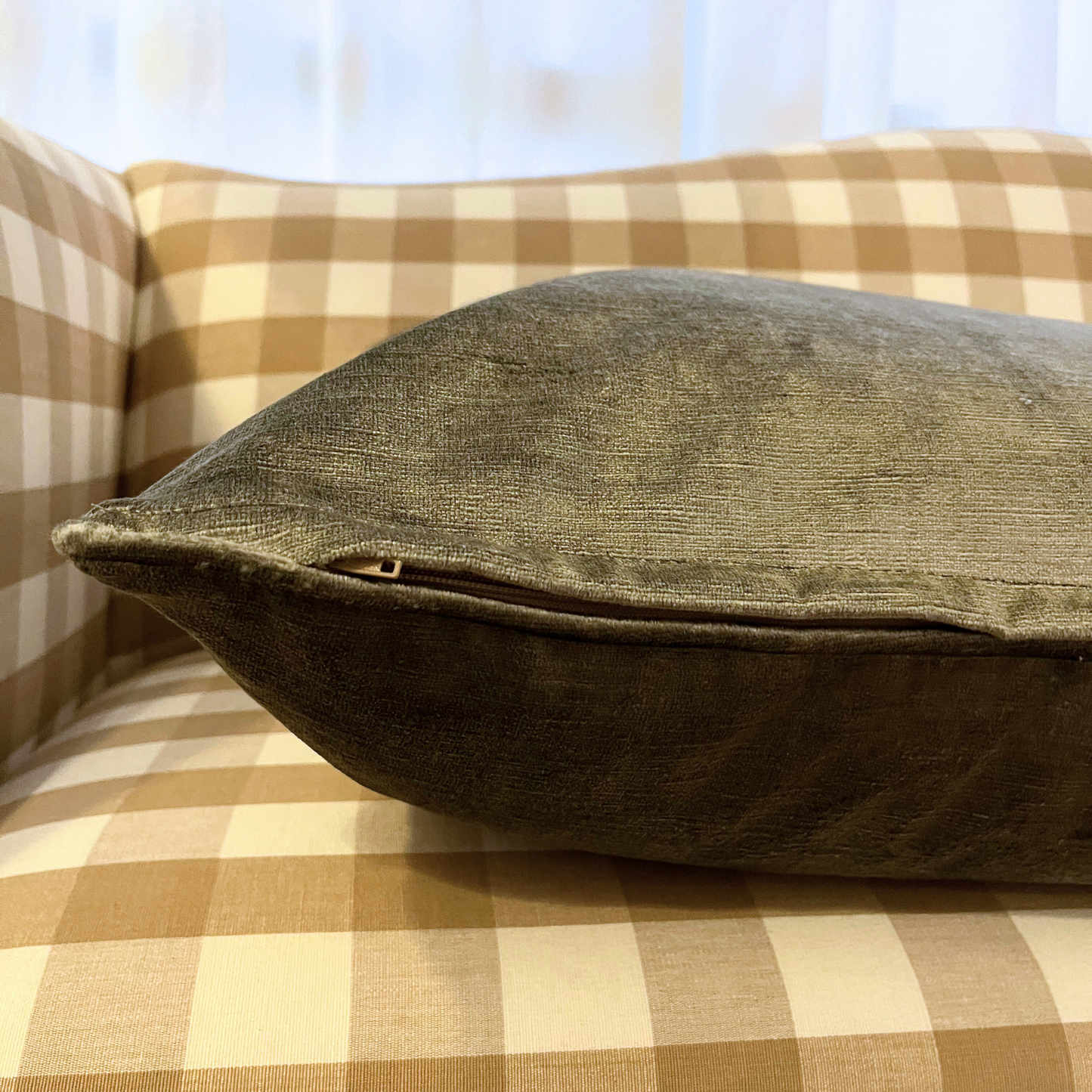 22" x 22" Pillow - Kravet Pewter Green Velvet