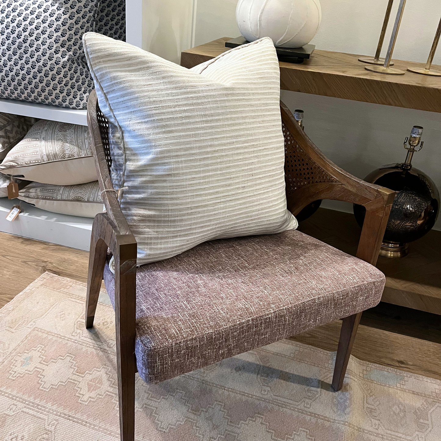 22" x 22" Pillow - Century Sand and Gray Stripe