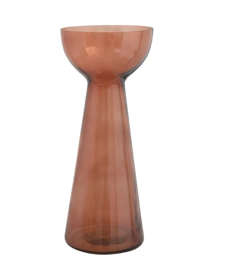 Brown Glass Candle Holder/ Vase