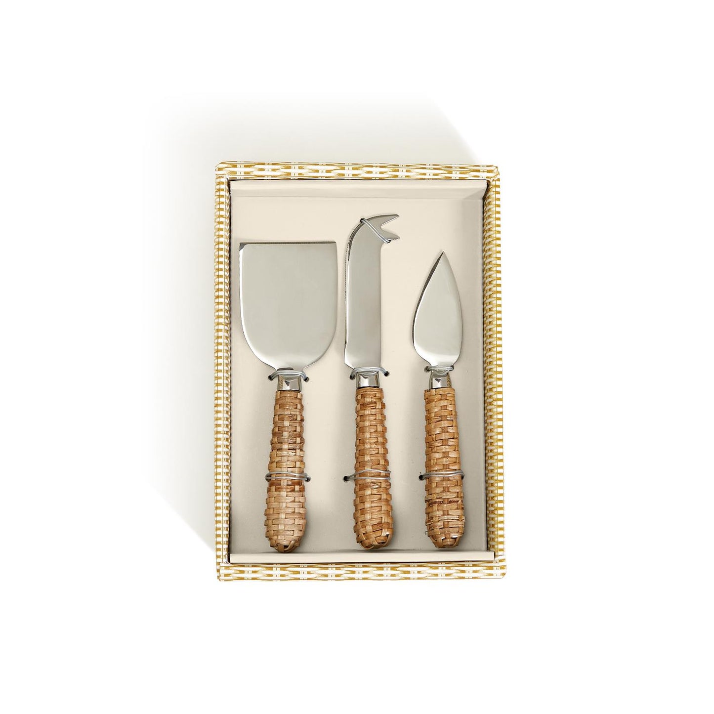 Wicker Weave Set of 3 Cheese Knives