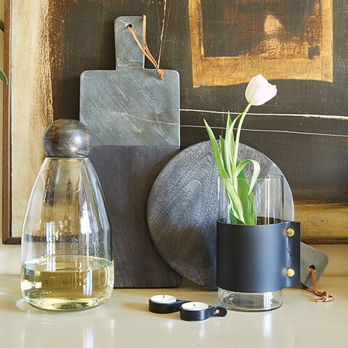 Glass Carafe with Walnut Stain