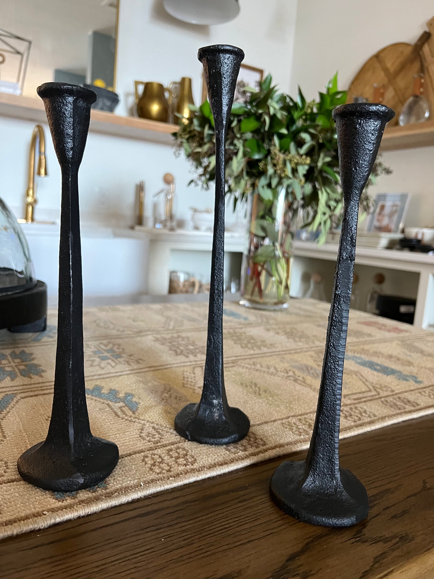Cast Iron Taper Candlestick in Black - 11.5" H