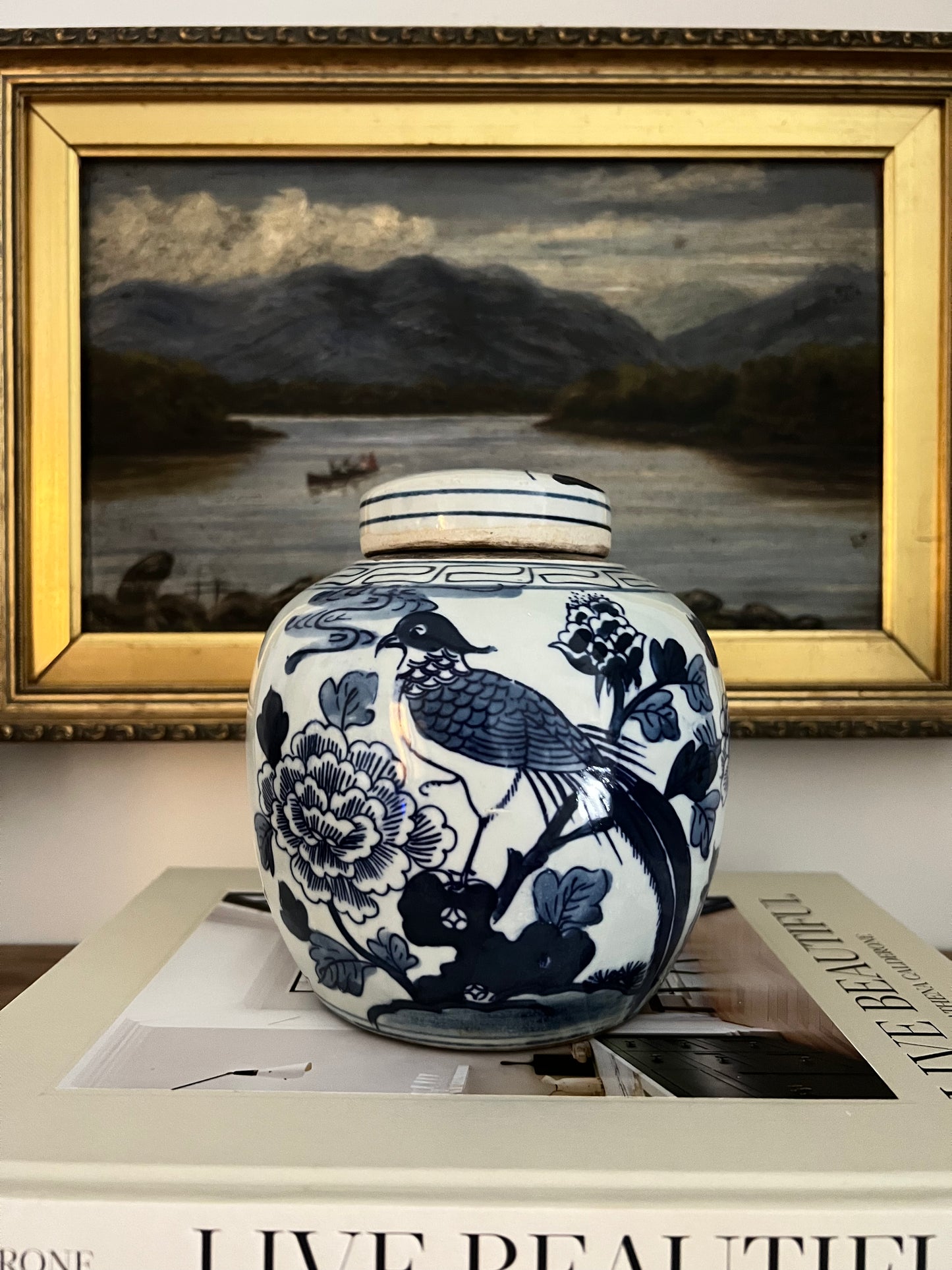Blue And White Mini Jar Pheasant With Peony