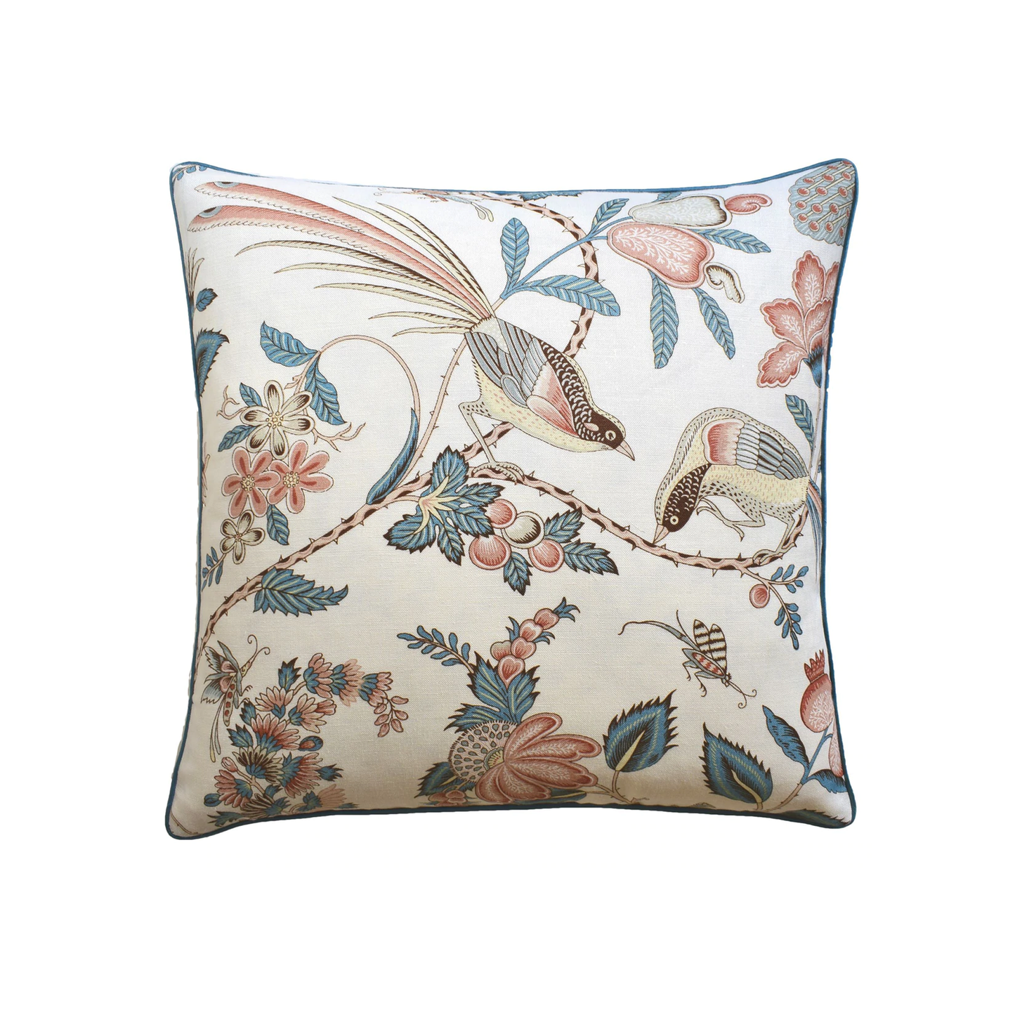 22" x 22" Pillow - Campagne Peacock/Rouge