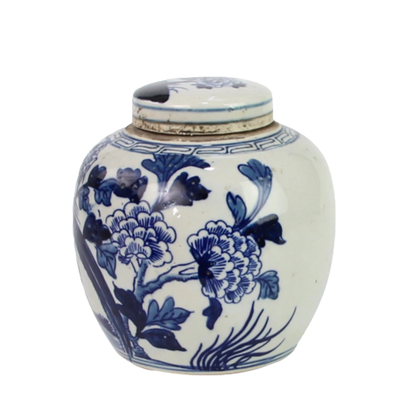 Blue And White Mini Jar Pheasant With Peony