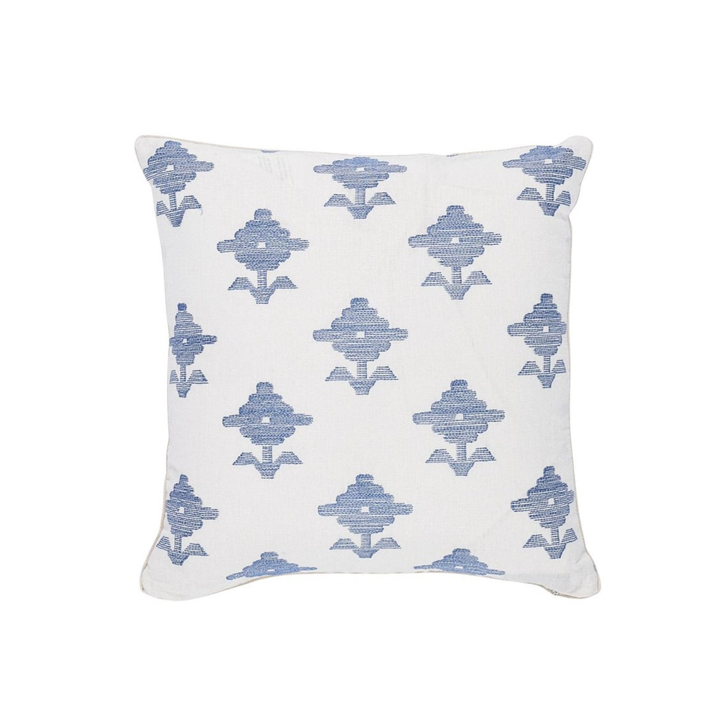 22" x 22" Pillow - Rubia Embroidery Blue