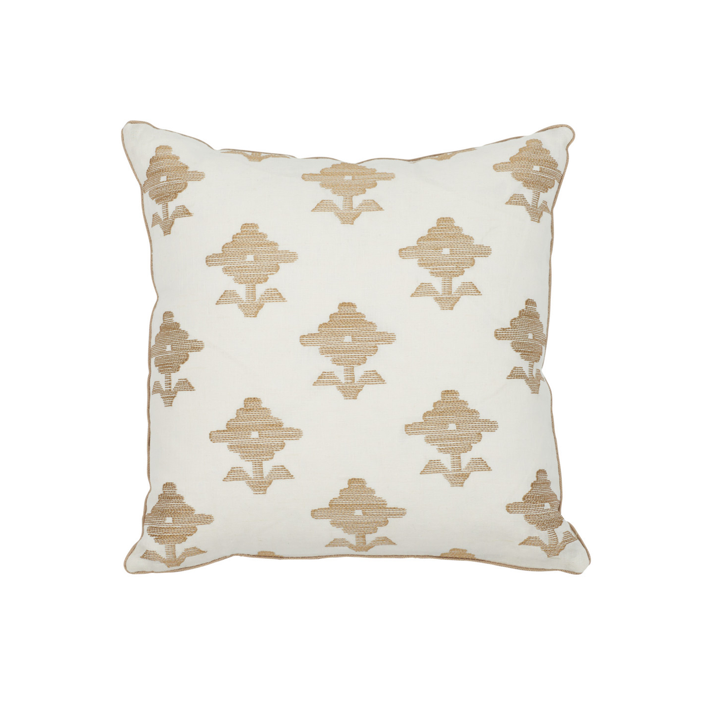 22" x 22" Pillow - Rubia Embroidery Ivory