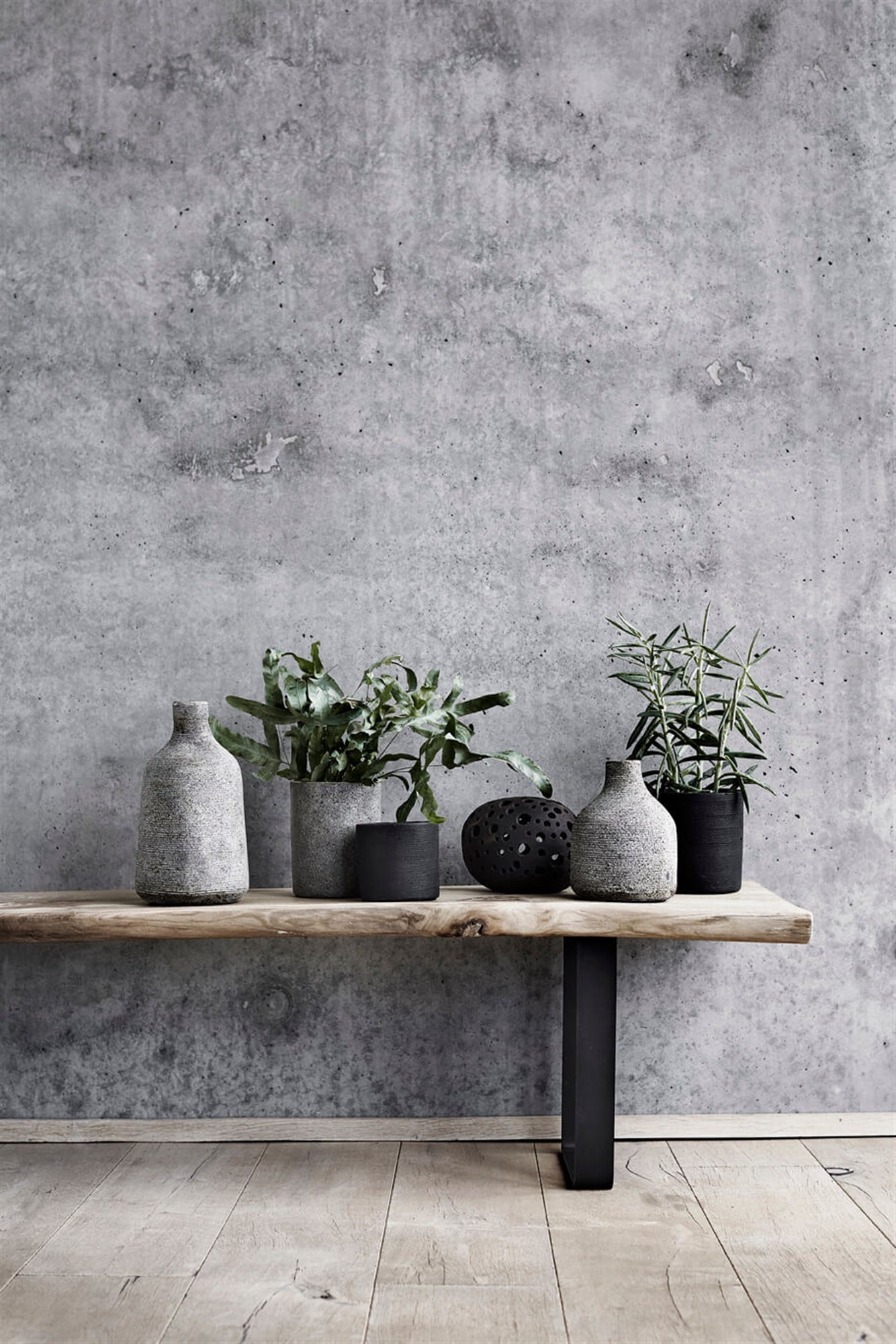 Ridged Vase in Grey/Brown - Small