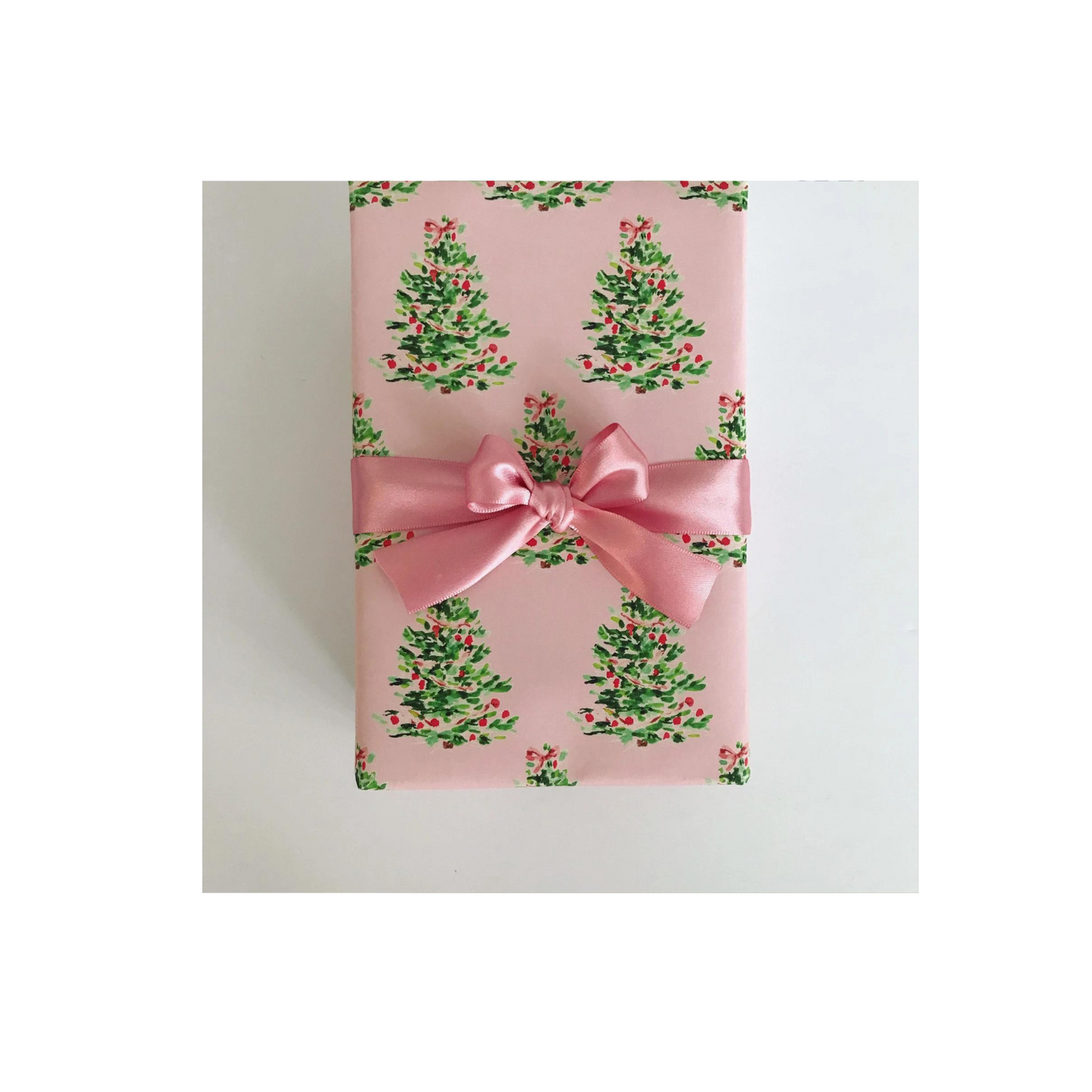 Pink Christmas Tree Wrapping Paperwork