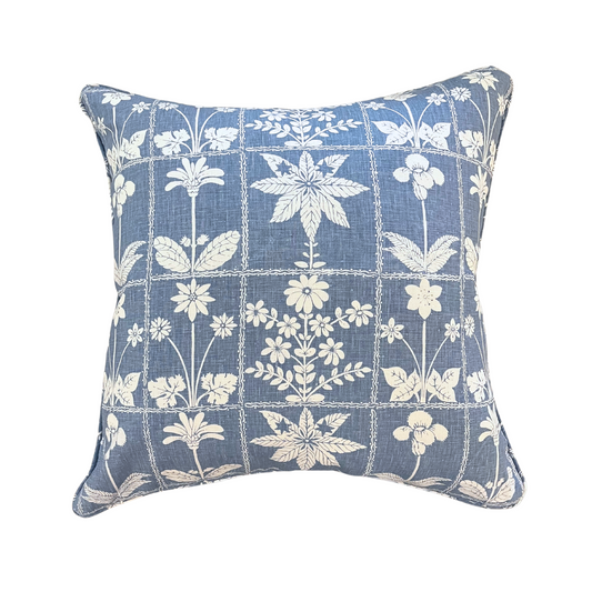 22" x 22" Pillow - Schumacher Georgia Wildflowers Blue