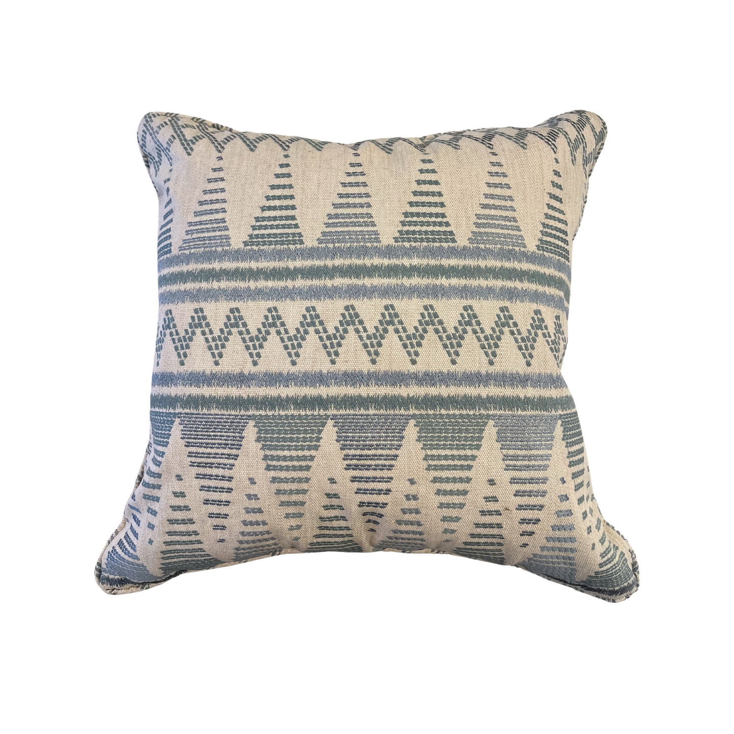 22" x 22" Pillow - Embroidered Zig Zag in Cadet Blue