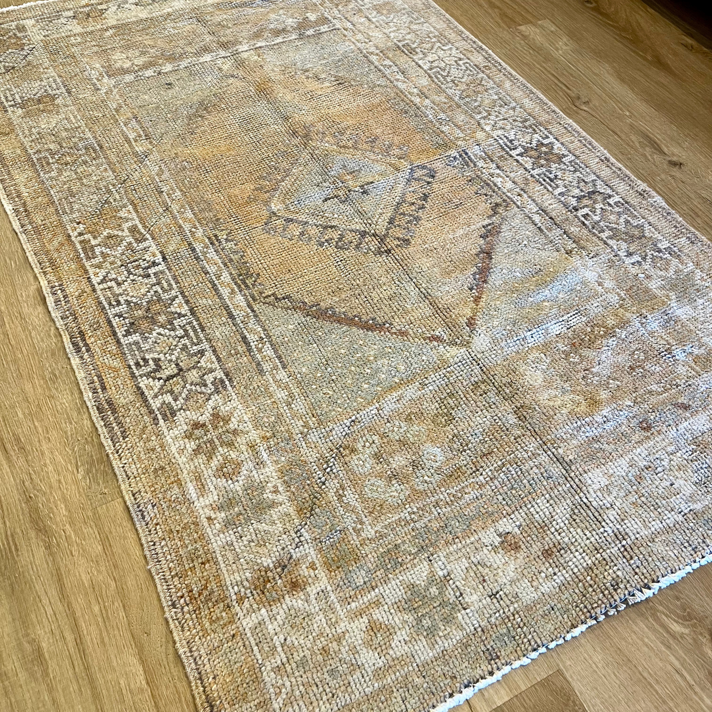 3' x 5' Champagne, Blue, and Tan Vintage Runner