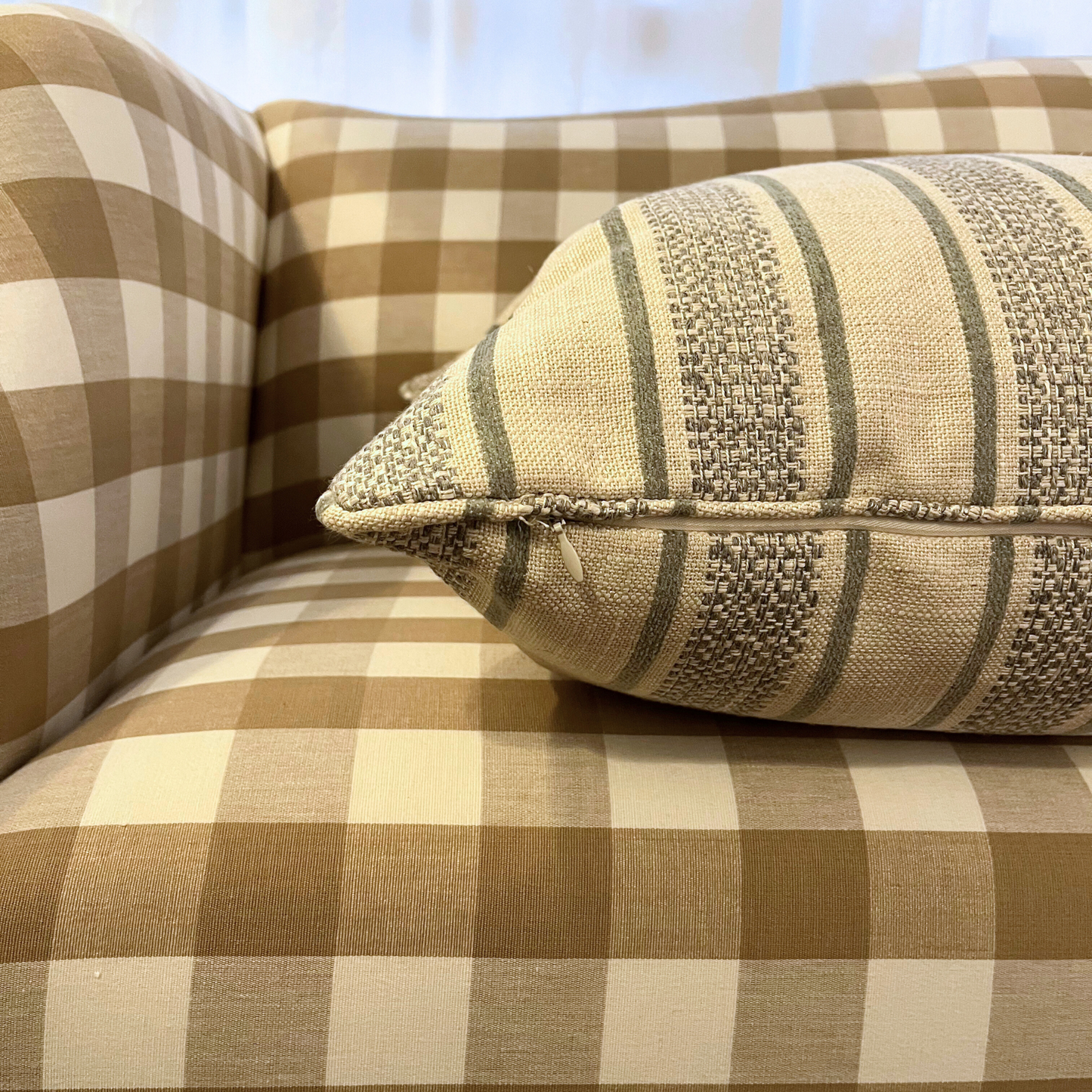 22" x 22" Pillow - Fabricut Sea and Flax Striped