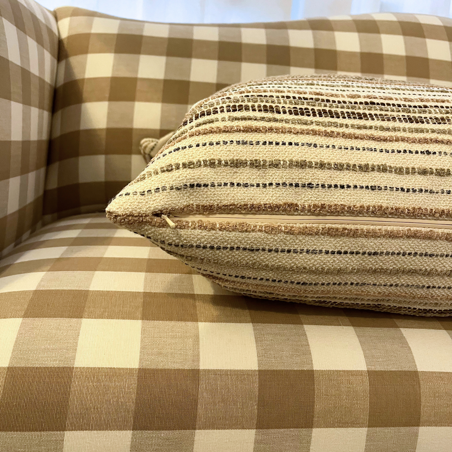 22" x 22" Pillow - Bernhardt Black and Sand Stripe