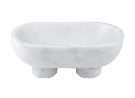 White Marble Footed Bowl