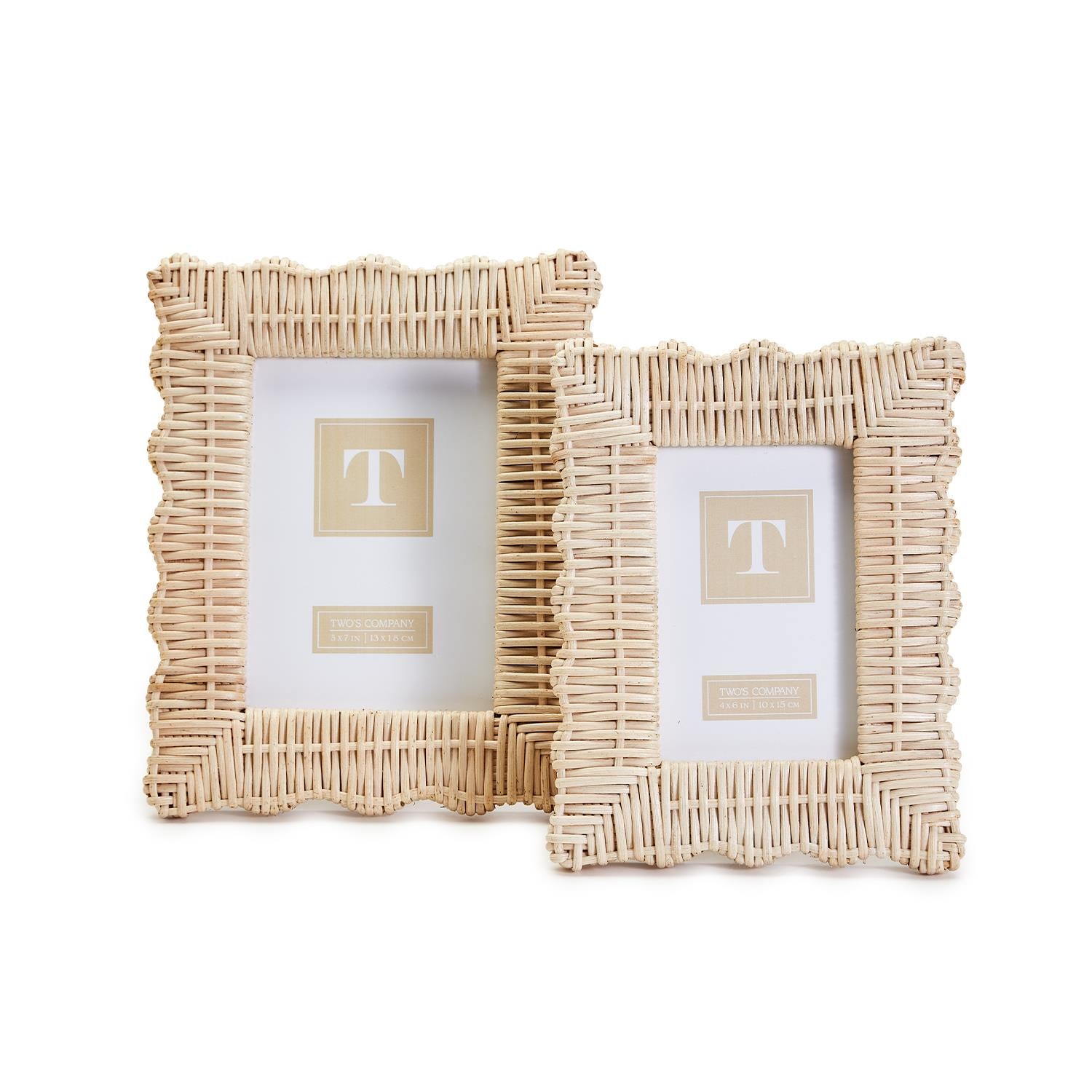 Scalloped Wicker Weave Frame – Bleu by TPG