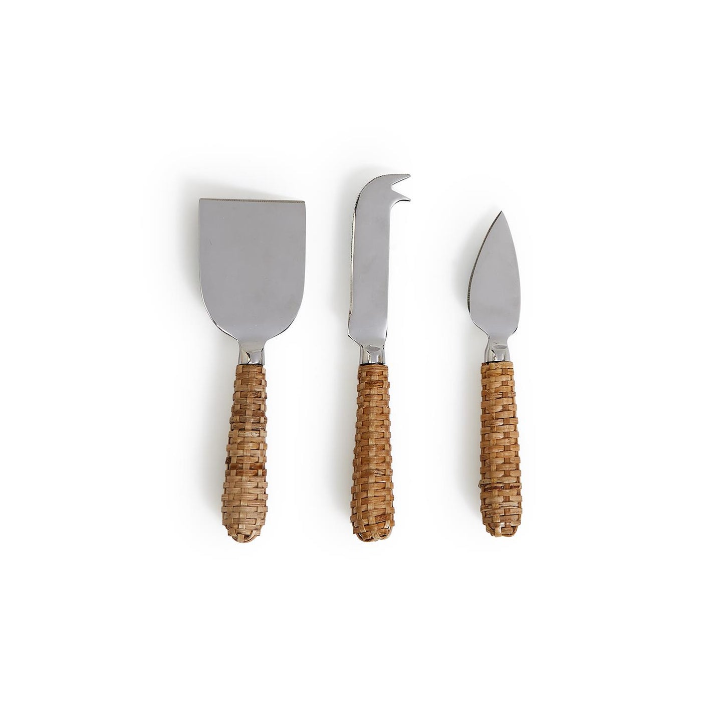 Wicker Weave Set of 3 Cheese Knives