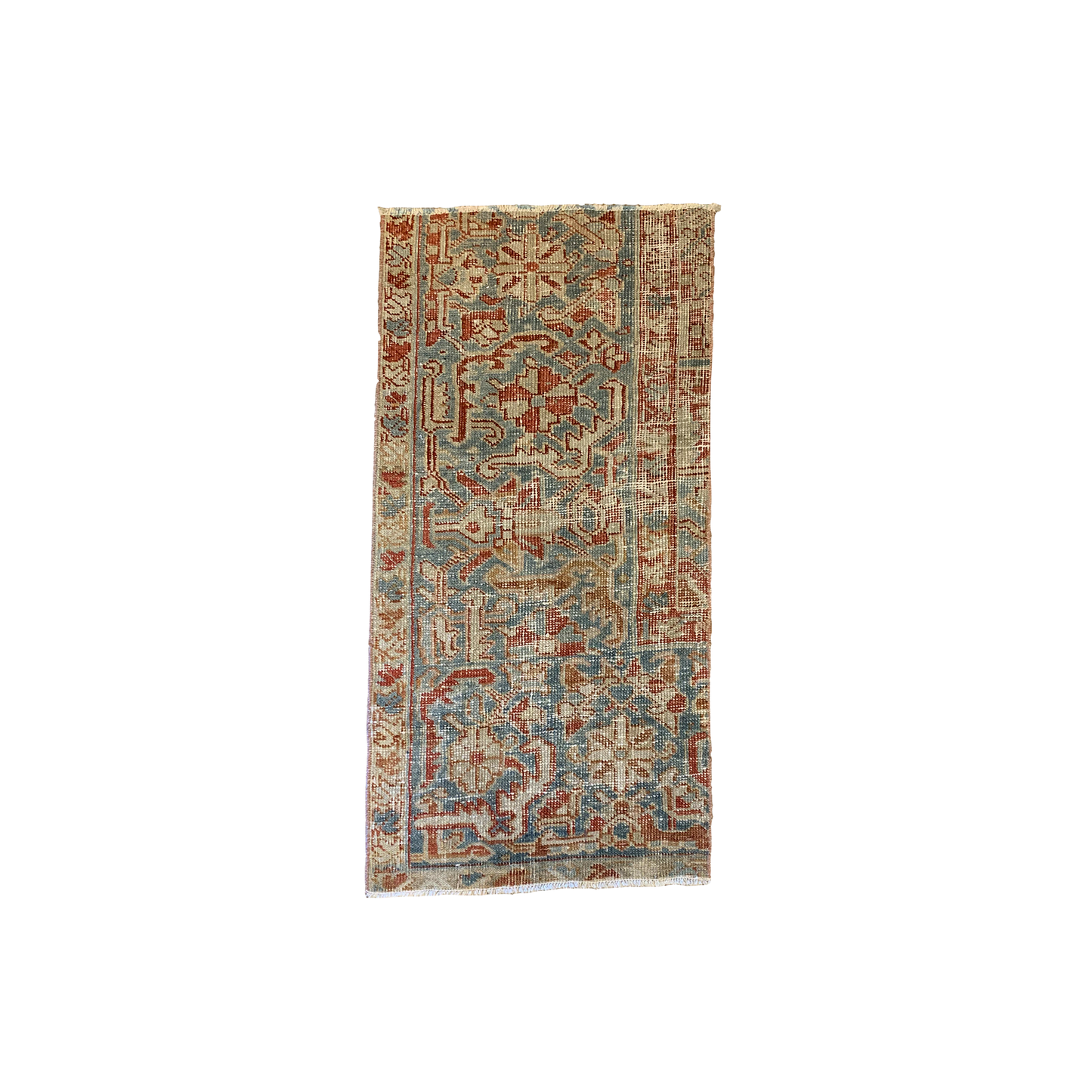 21" X 37" Red, Blue, and Orange Small Vintage Rug