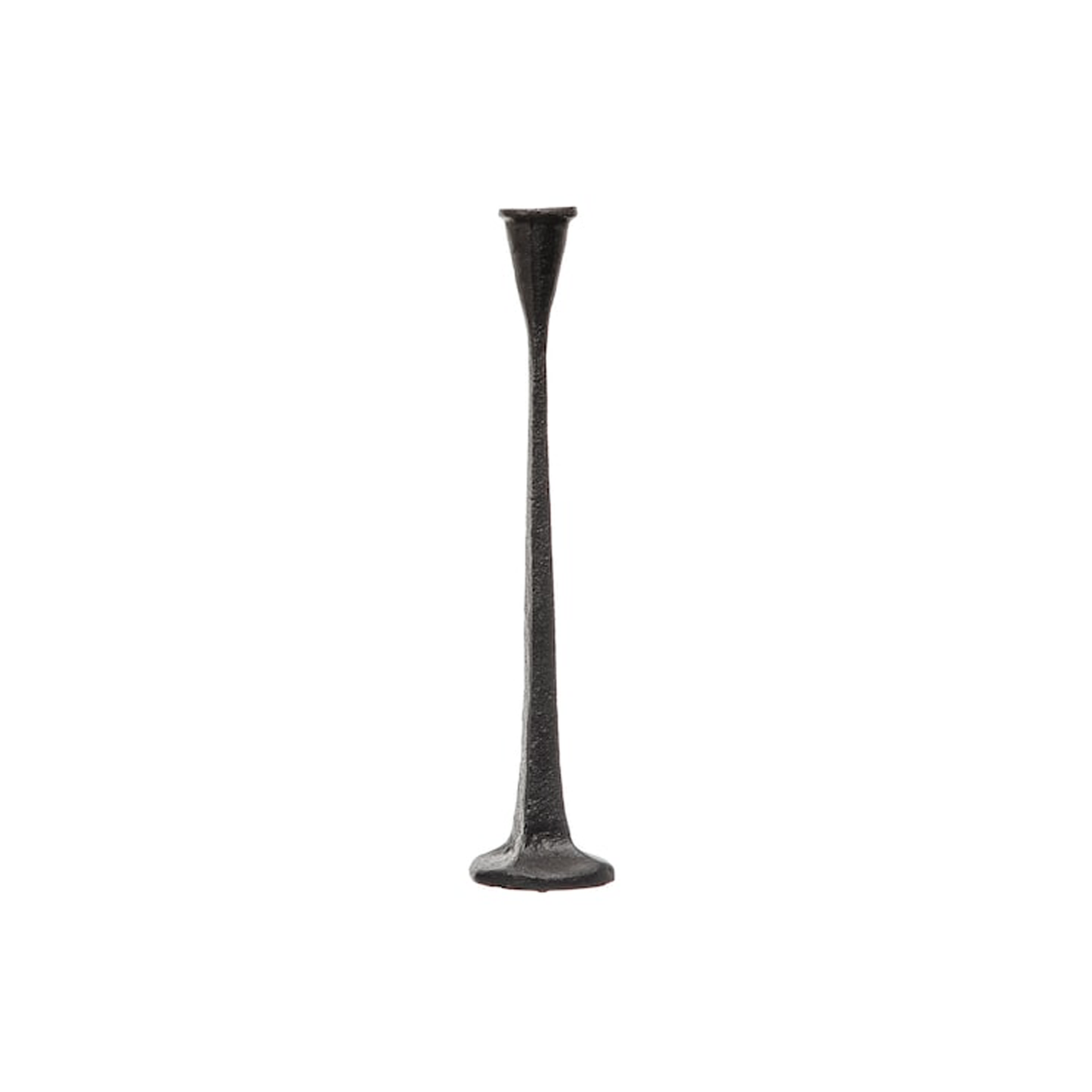 Large Cast Iron Taper Candlestick in Black- 14.15" H