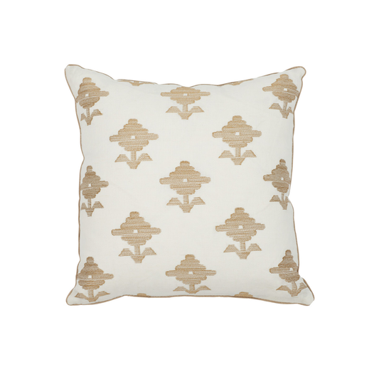 22" x 22" Pillow - Rubia Embroidery Ivory