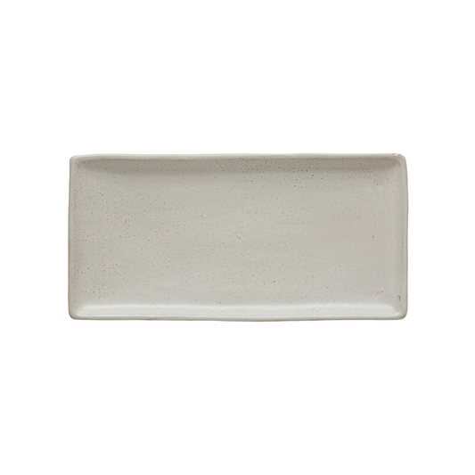 Stoneware Platter in Matte Cream Finish