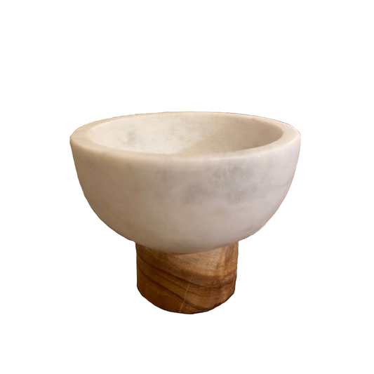 Marble + Wood Base Bowl