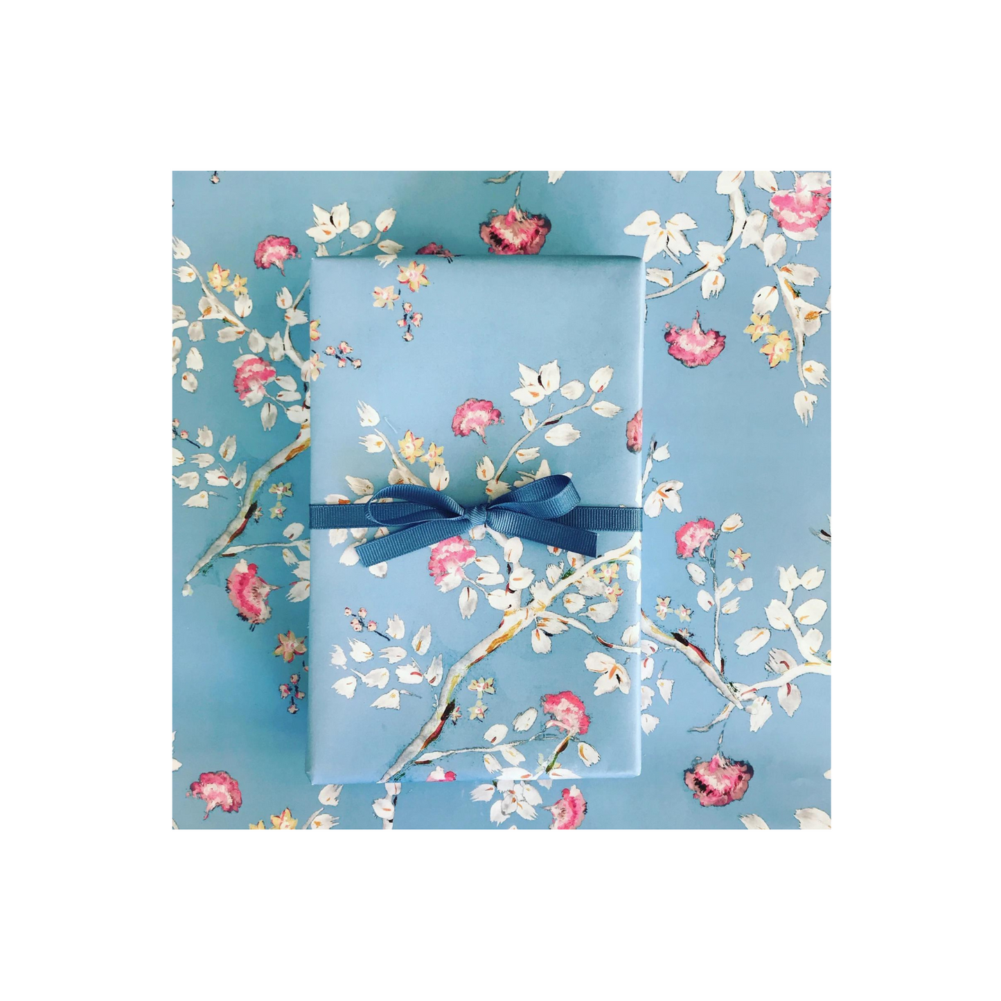 Steel Blue Chinoiserie Wrapping Paper