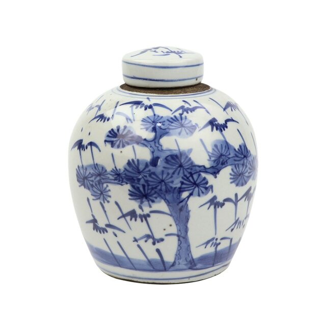 Blue And White Tiny Lid Mini Jar -  Plum & Pine